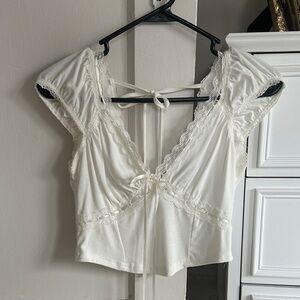 Cottagecore White Lace Crop Top